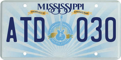 MS license plate ATD030