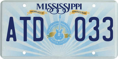 MS license plate ATD033