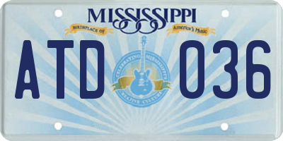 MS license plate ATD036