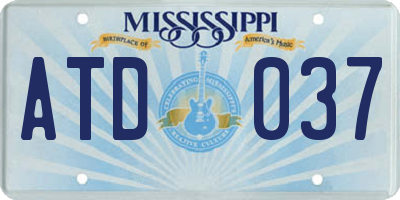 MS license plate ATD037