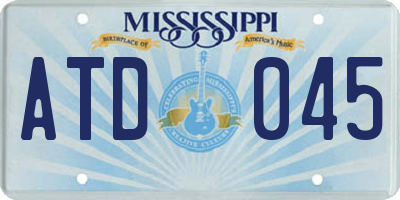 MS license plate ATD045