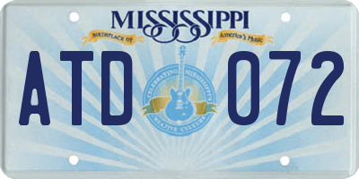 MS license plate ATD072