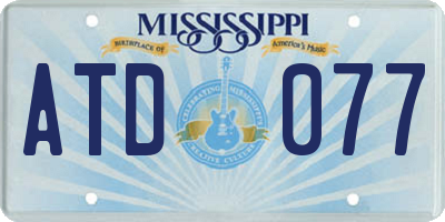 MS license plate ATD077