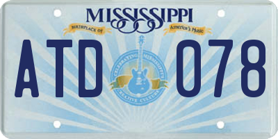 MS license plate ATD078