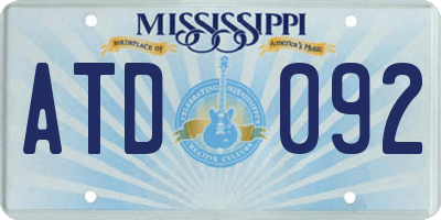 MS license plate ATD092