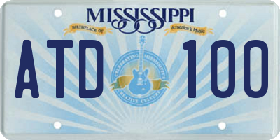MS license plate ATD100
