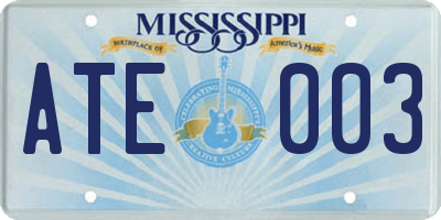 MS license plate ATE003