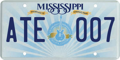 MS license plate ATE007