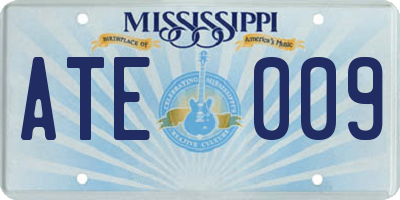 MS license plate ATE009