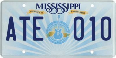 MS license plate ATE010