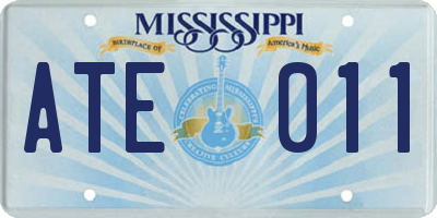 MS license plate ATE011