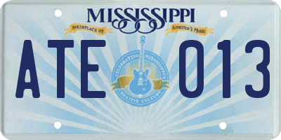MS license plate ATE013