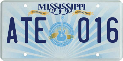 MS license plate ATE016