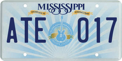 MS license plate ATE017