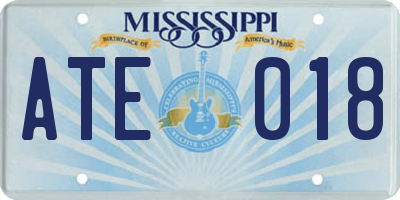 MS license plate ATE018