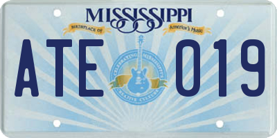 MS license plate ATE019