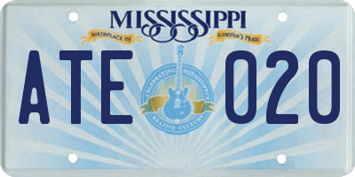 MS license plate ATE020