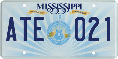 MS license plate ATE021