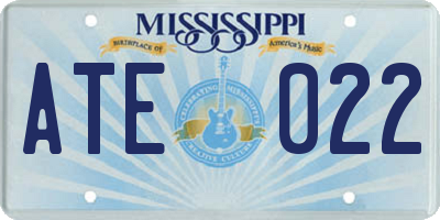MS license plate ATE022