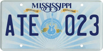 MS license plate ATE023