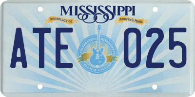 MS license plate ATE025