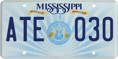 MS license plate ATE030