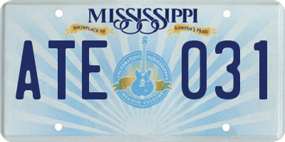 MS license plate ATE031