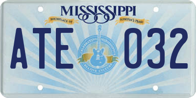 MS license plate ATE032