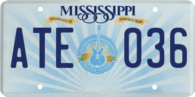 MS license plate ATE036