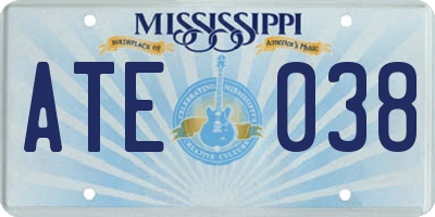 MS license plate ATE038
