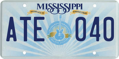MS license plate ATE040