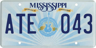 MS license plate ATE043