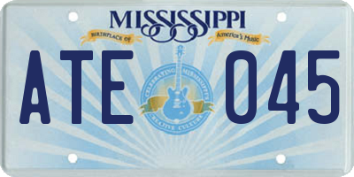 MS license plate ATE045