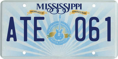 MS license plate ATE061