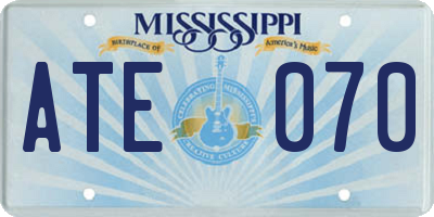 MS license plate ATE070