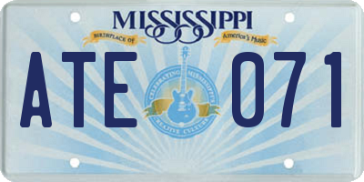 MS license plate ATE071