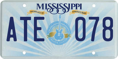 MS license plate ATE078