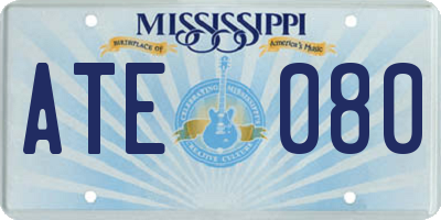 MS license plate ATE080