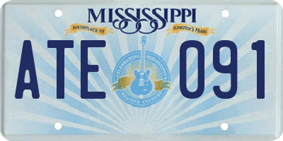 MS license plate ATE091