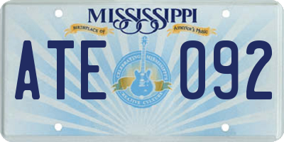 MS license plate ATE092