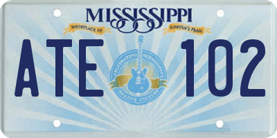 MS license plate ATE102