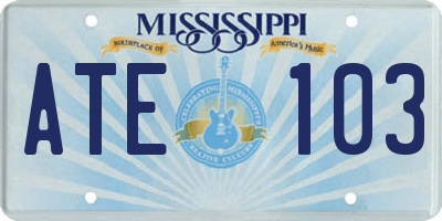MS license plate ATE103