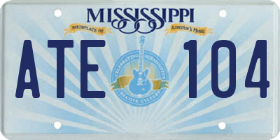 MS license plate ATE104