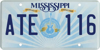 MS license plate ATE116