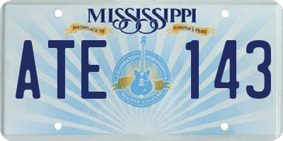 MS license plate ATE143