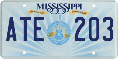 MS license plate ATE203