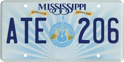 MS license plate ATE206