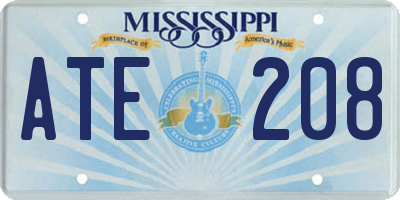 MS license plate ATE208
