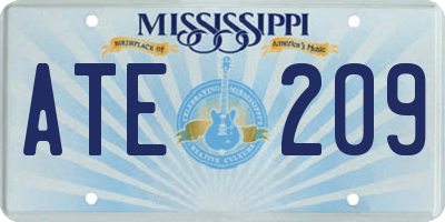 MS license plate ATE209