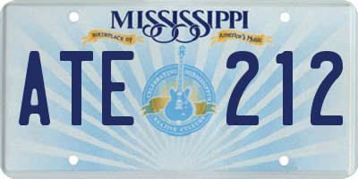 MS license plate ATE212